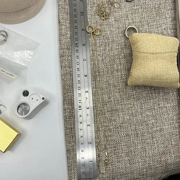 💎 Vintage Italian 18" 925 Silver Gold Necklace - Italy, Double Ring Pendant - Picture 8 of 9